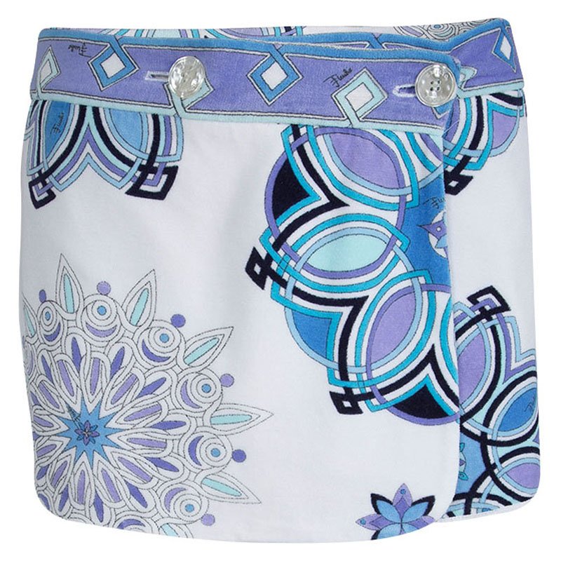 Pre Owned Emilio Pucci Multicolor Printed Velvet Wraparound Mini Skirt M