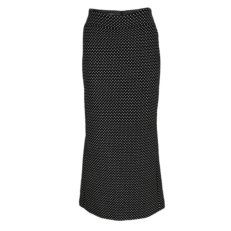 Pre Owned Emporio Armani Monochrome Woven Maxi Pencil Skirt L