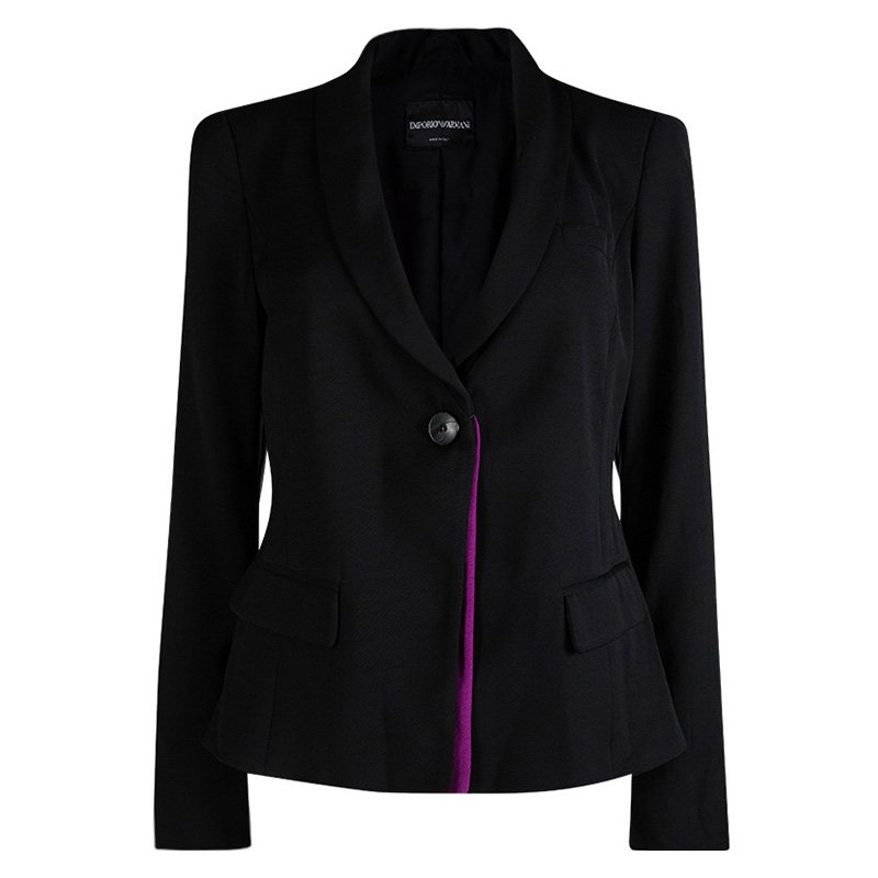 Pre Owned Emporio Armani Black Faux Double Layer Blazer M