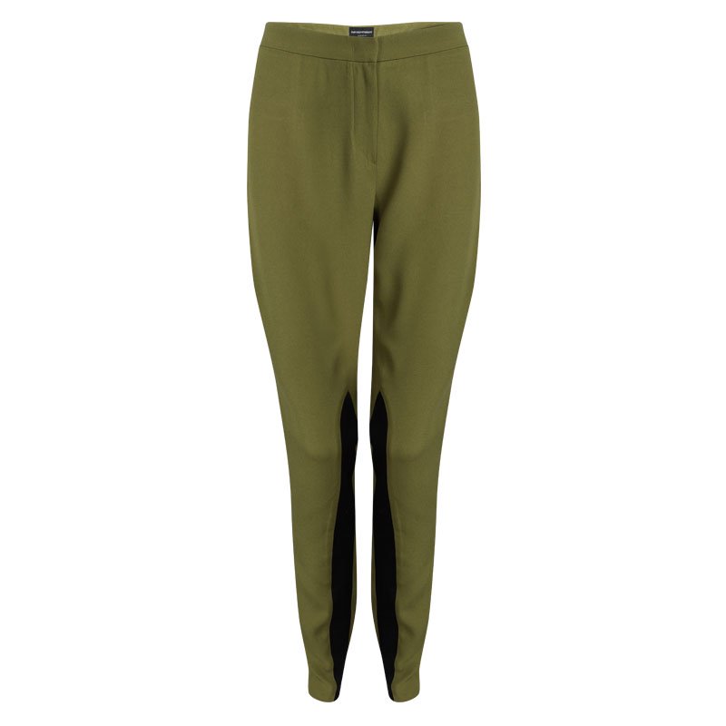 Pre Owned Emporio Armani Green Paneled Trousers M