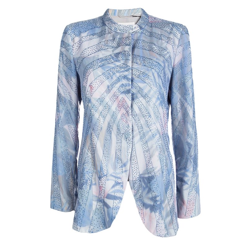 Pre Owned Emporio Armani Elite Multicolor Crystal Embellished Mandarin Collar Jacket M