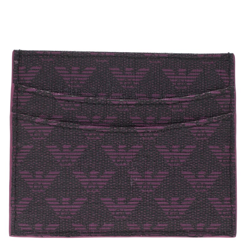 Emporio Armani Purple Monogram Canvas Card Holder