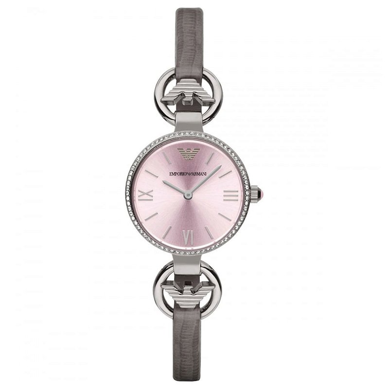 Pre Owned Emporio Armani Pink Stainless Steel Crystal AR1884 Women's Wristwatch 27MM