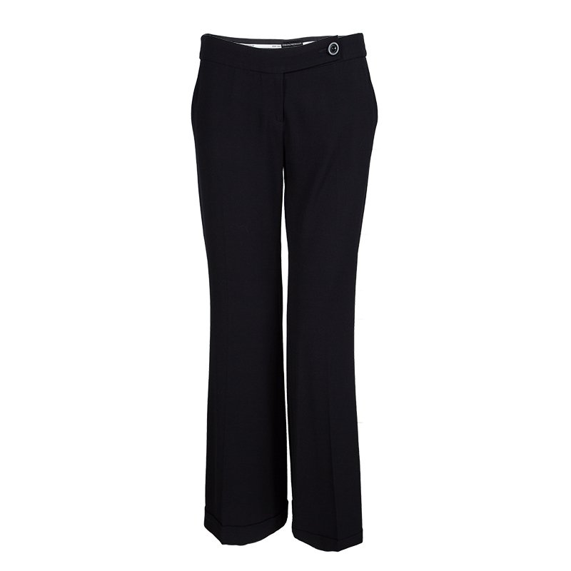 Pre Owned Emporio Armani Black Wide Leg Trousers M