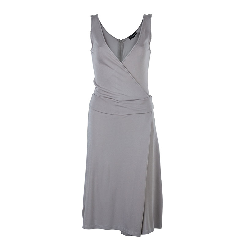 Pre Owned Emporio Armani Taupe Sleeveless Dress S