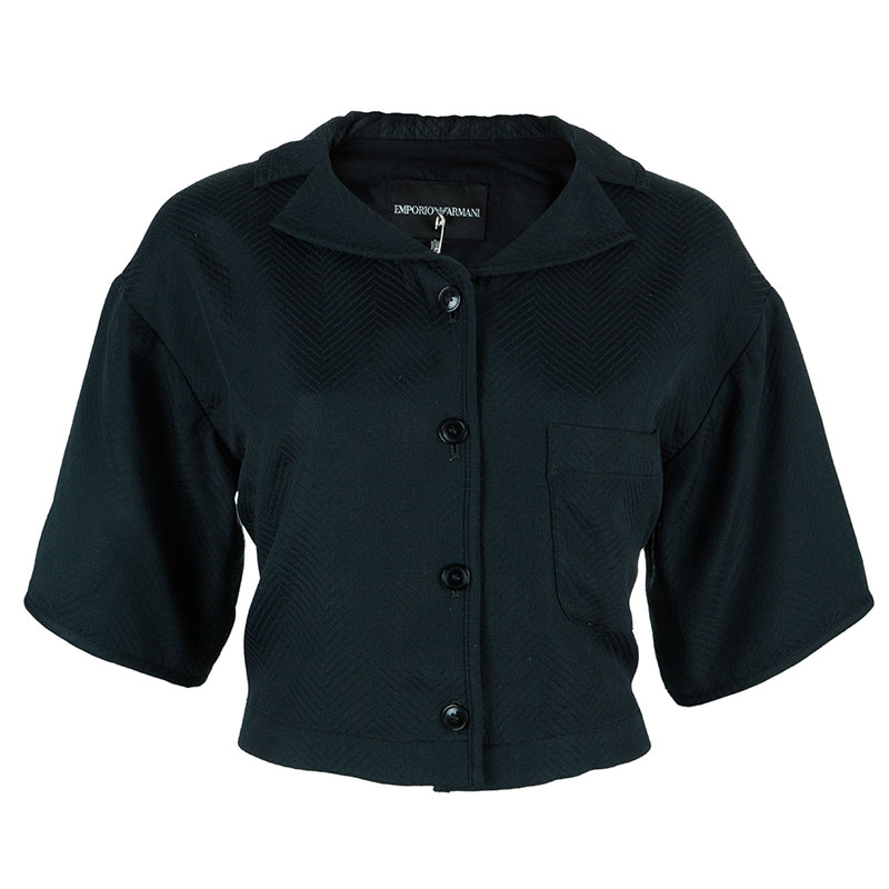 Pre Owned Emporio Armani Black Short Sleeve Jacket S