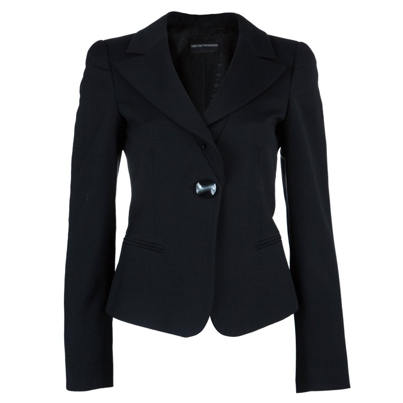 Pre Owned Emporio Armani Black Tailored Blazer S