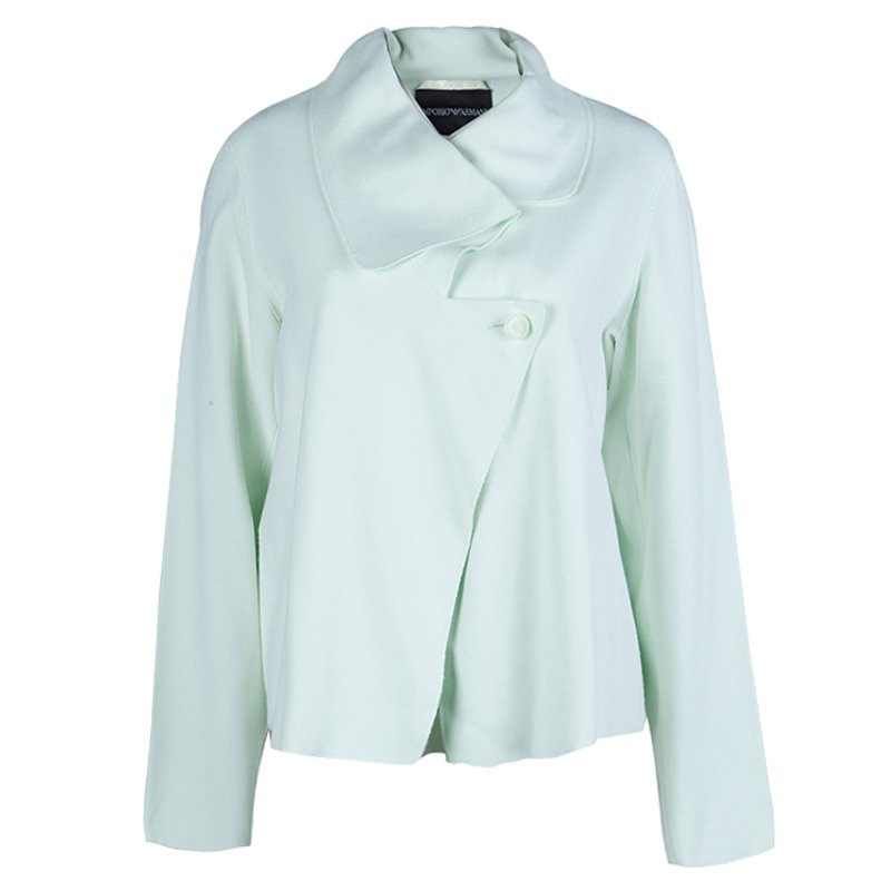 Pre Owned Emporio Armani Pale Mint Green Asymmetric Jacket L