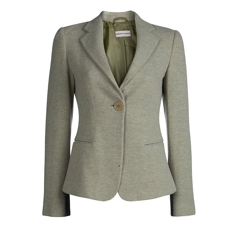 Pre Owned Emporio Armani Light Green Wool Blazer S
