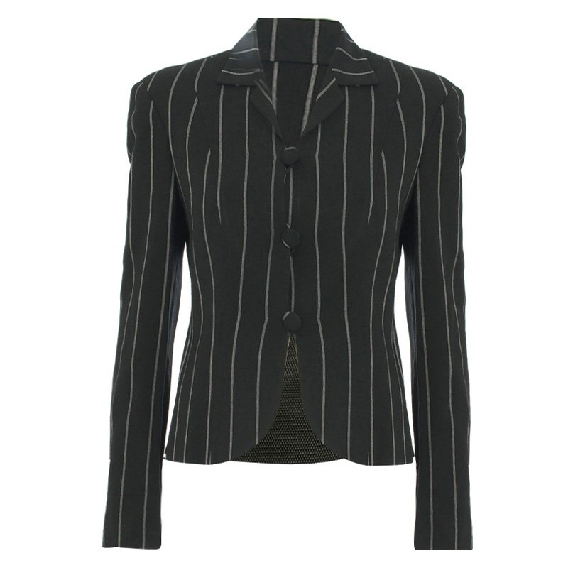Pre Owned Emporio Armani Monochrome Striped Tailored Jacket S