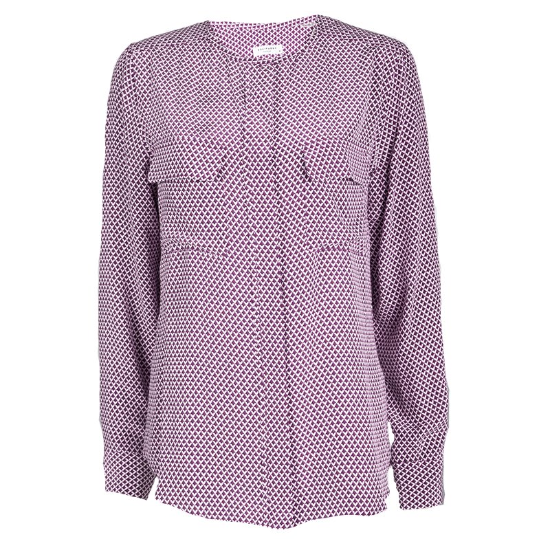 Equipment Purple Printed Silk Long Sleeve Blouse M