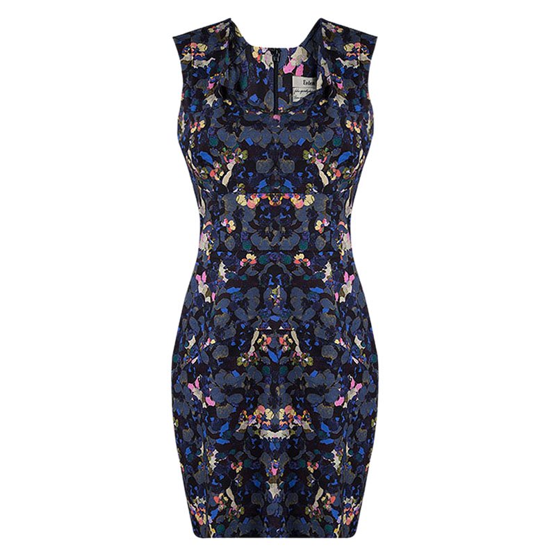 Erdem Multicolor Floral Print Fitted Sleeveless Dress M