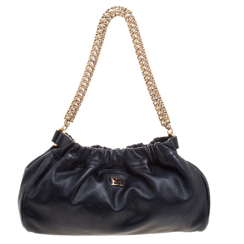 Pre Owned Escada Black Leather Shoulder Bag