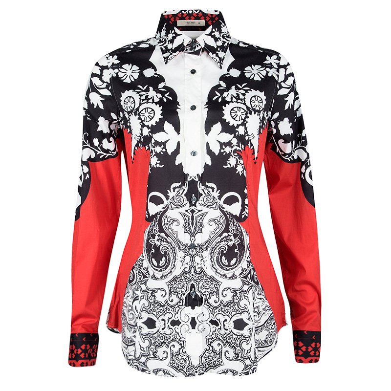 Pre Owned Etro Mutlicolor Printed Long Sleeve Button Front Shirt M