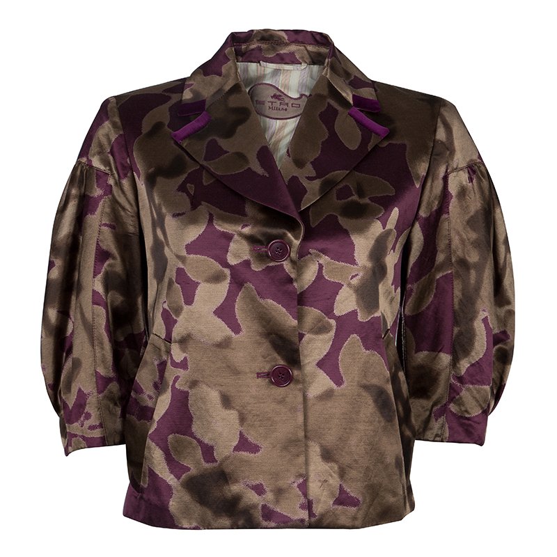 Pre Owned Etro Purple/Bronze Floral Blazer M
