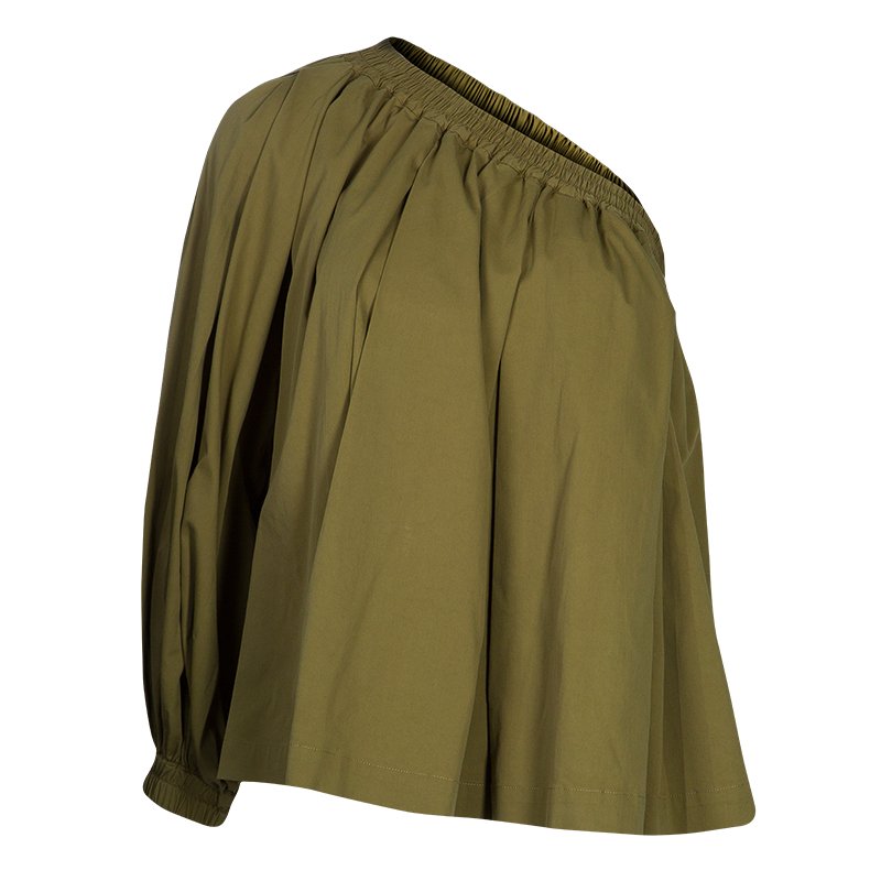 Pre Owned توب إيترو كاكي بكتف واحد S