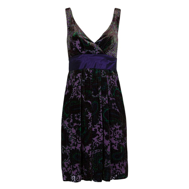 مملوكة مسبقًا Etro Purple Burnout Detail Sleeveless Dress S
