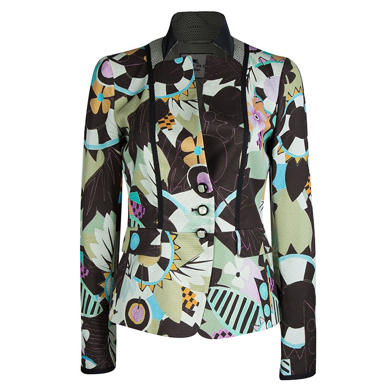 Pre Owned Etro Multicolor Printed Fitted Blazer M