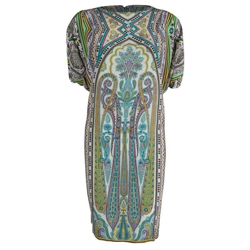مملوكة مسبقًا Etro Multicolor Paisely Printed Silk Shift Dress M