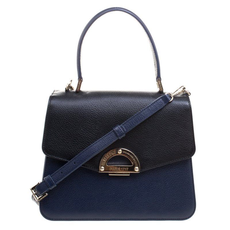 Pre Owned Faure Le Page Black/ Blue Leather Parade  Shoulder Bag
