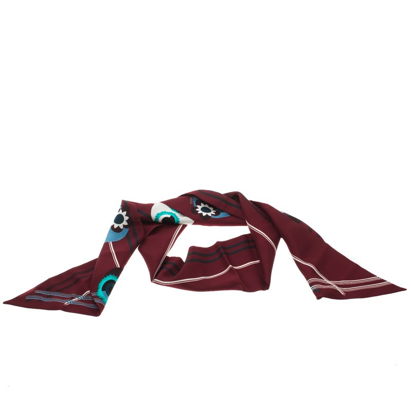 مملوكة مسبقًا كوفية فندي مونستر حرير أحمر مطبوع