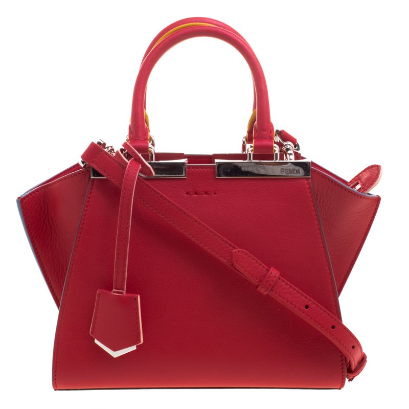 Pre Owned Fendi Red Leather Mini 3Jours Tote