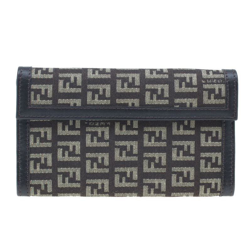 Pre Owned Fendi Brown Zucchino Canvas Agenda