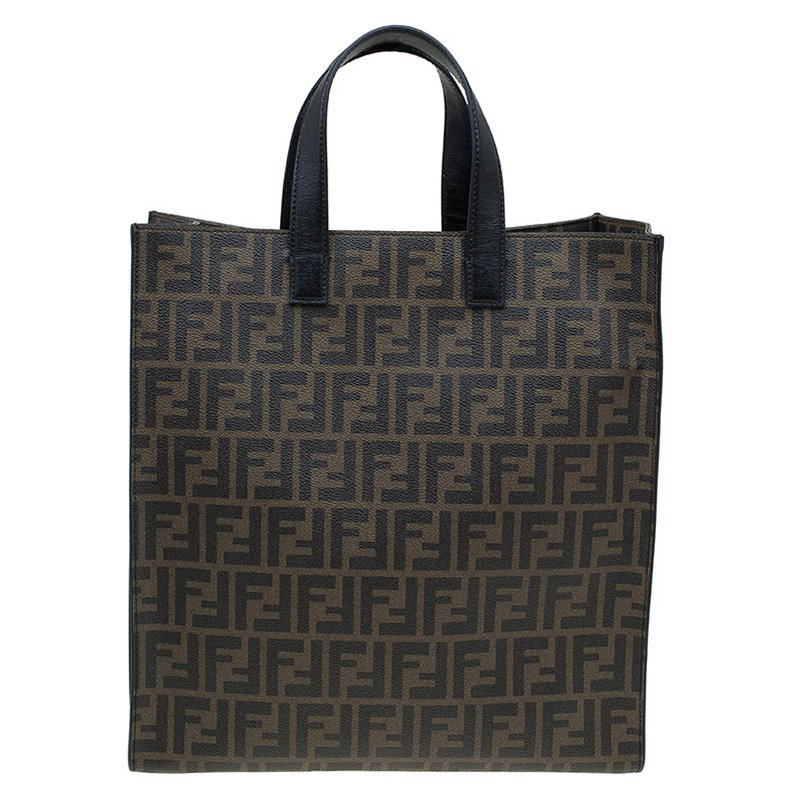 Pre Owned Fendi Tobacco Zucca Canvas Shopper Tote