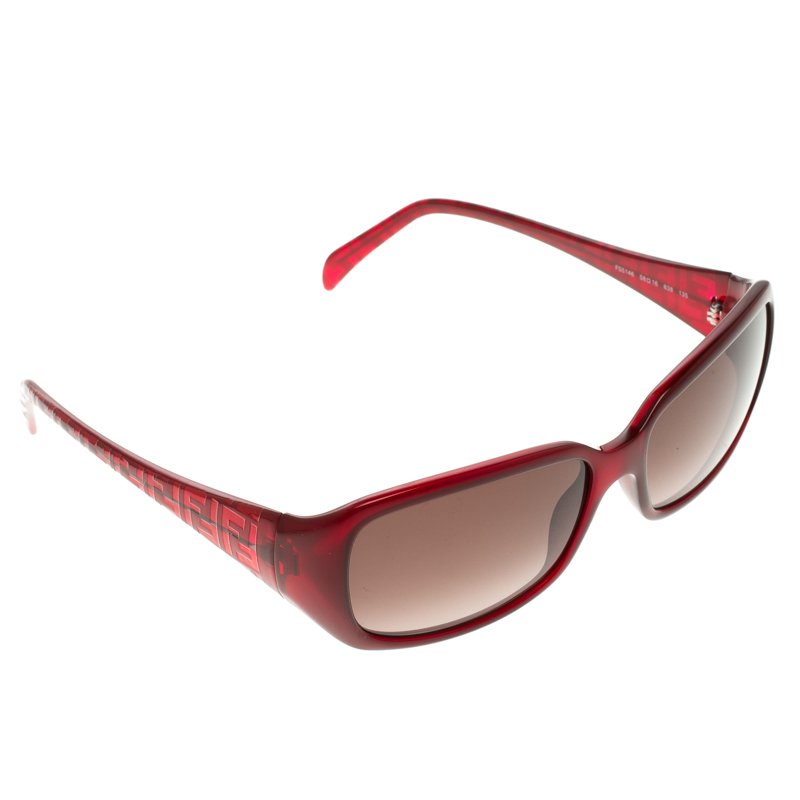 Pre Owned نظارة شمسية فندي FS5146 عنابي مستطيلة