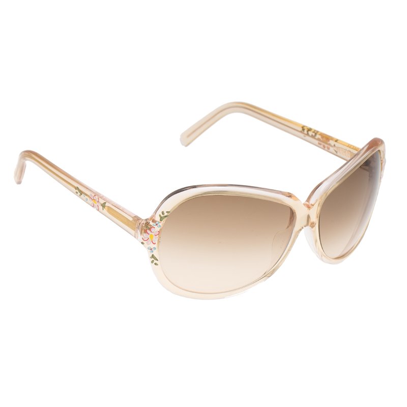 Pre Owned نظارة شمسية فندي FS374 مستديرة كبيرة بيج