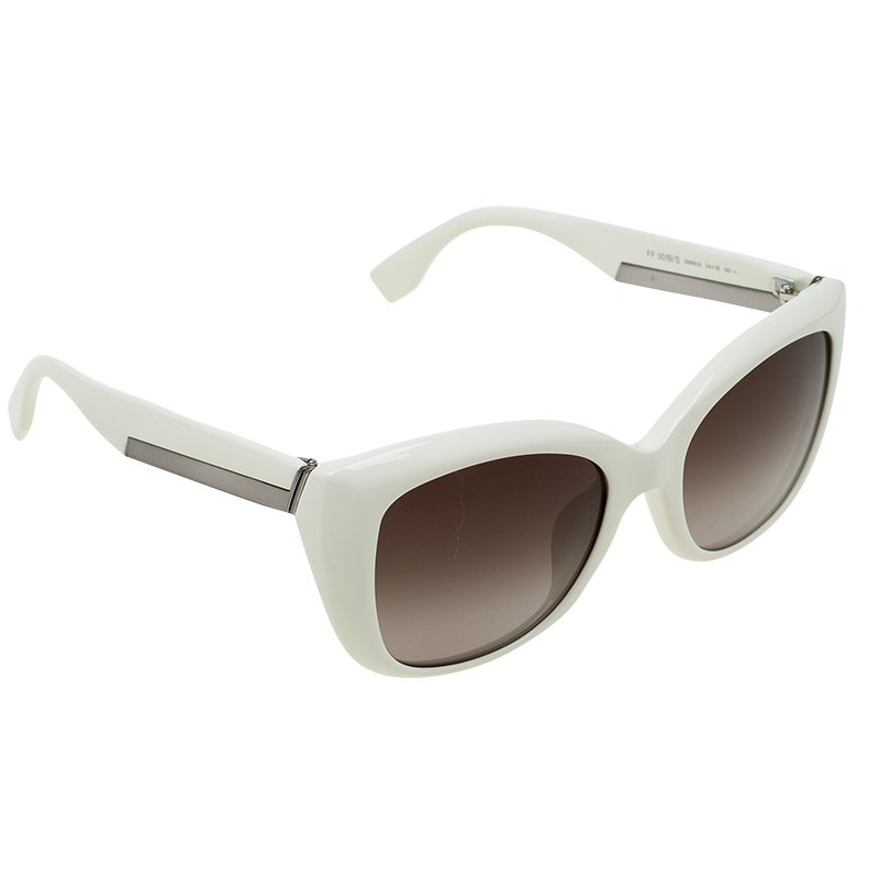 Pre Owned Fendi Off White 0019/S Oversize Geometric Sunglasses