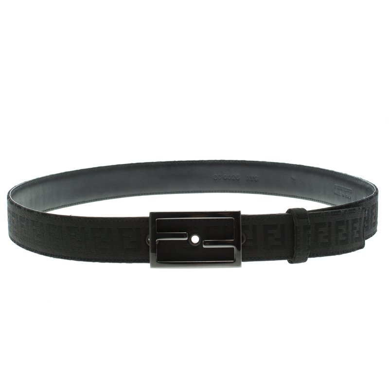 مملوكة مسبقًا حزام فندي إبزيم FF قماش زوكا أسود 95 سم