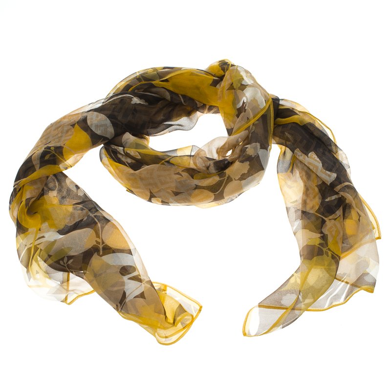 مملوكة مسبقًا Fendi Multicolor Zucca Floral Printed Silk Stole