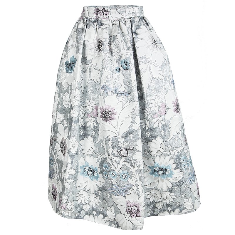 Fendi Floral Metallic Brocade Gathered Midi Skirt S Fendi | TLC