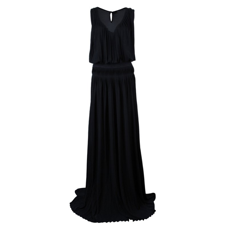 Fendi Black Pleated Maxi Dress M