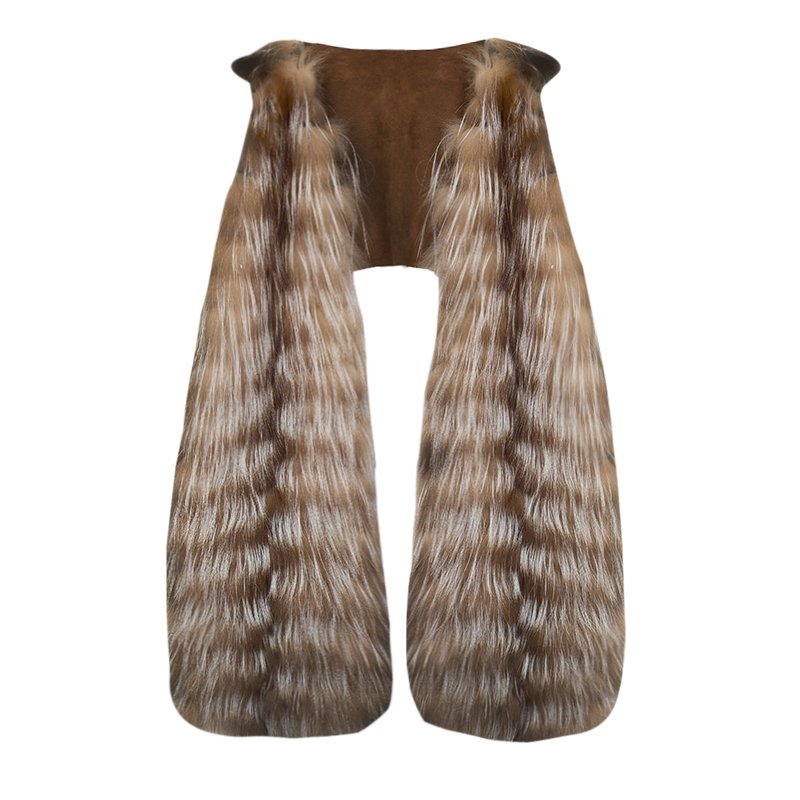 Fendi Brown Long Front Cropped Back Fur Vest S