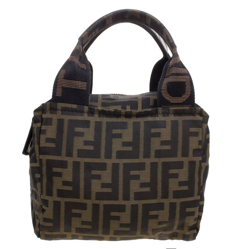Fendi Tobacco Zucca Canvas Bowling Bag