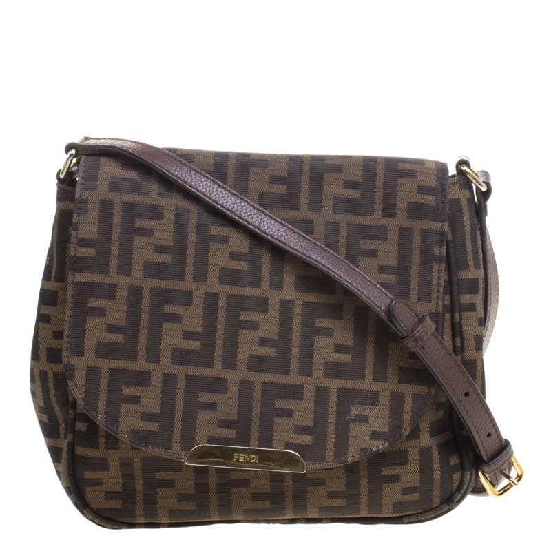 Pre Owned Fendi Tobacco Zucca Canvas Crossbody Bag