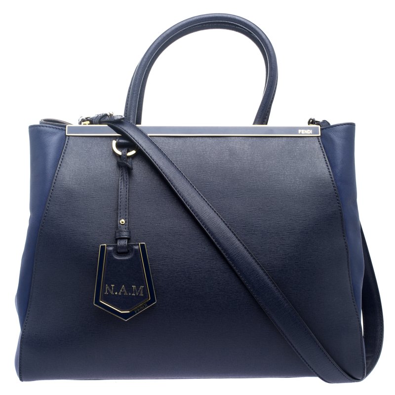 Pre Owned Fendi Blue Saffiano Leather 2Jours Tote