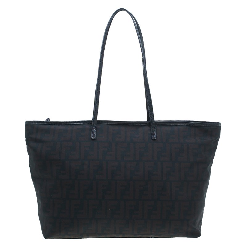 Pre Owned Fendi Tobacco Zucca Roll Tote Bag