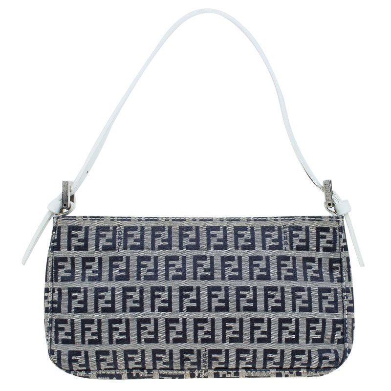 Pre Owned Fendi Dark Blue Zucchino Canvas Pochette