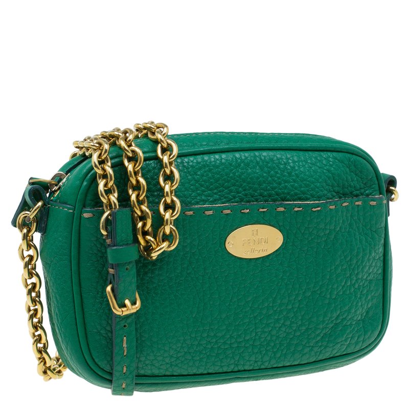 Fendi Green Leather Selleria Leather Small Crossbody Bag Fendi TLC