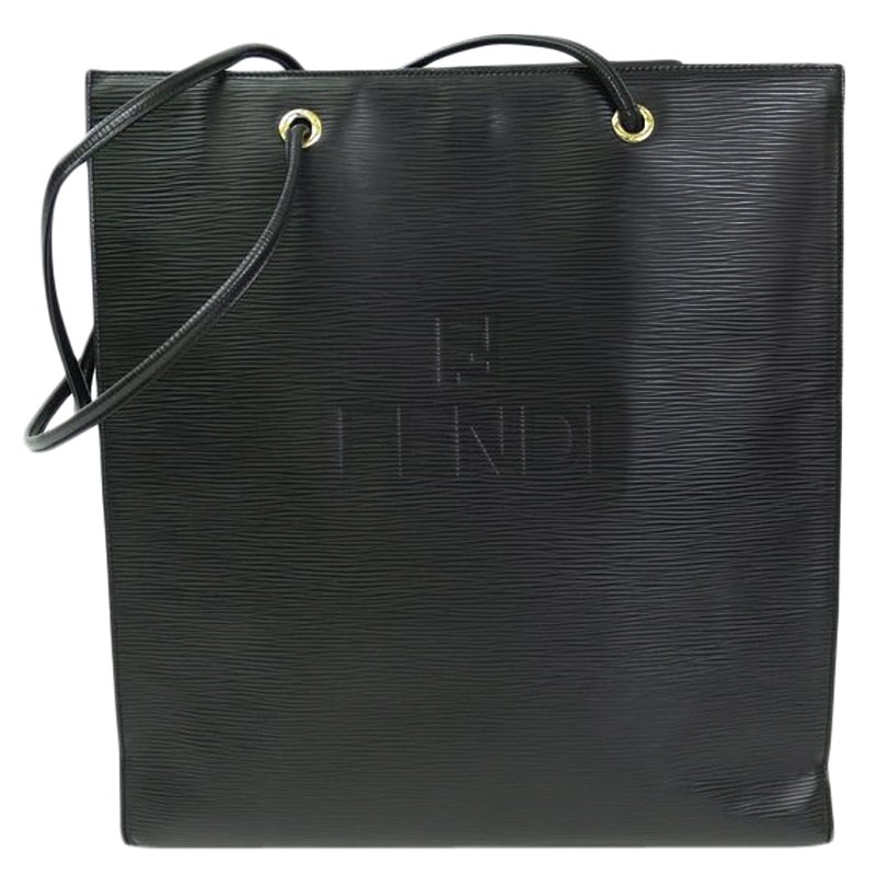 FENDI Bag. Fendi Vintage Black Epi Leather Shoulder Bucket Bag