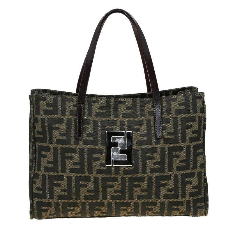 Pre Owned Fendi Tobacco Zucca Canvas Shopper Tote