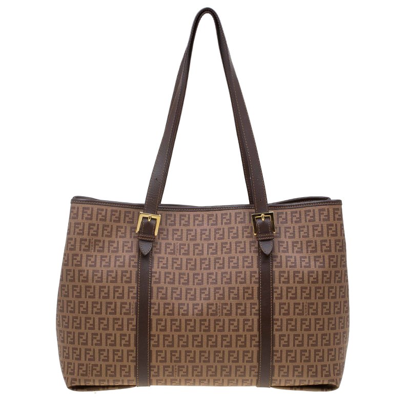 مملوكة مسبقًا حقيبة يد فندي سبالماتي كانفاس زوكينو مقوى بني