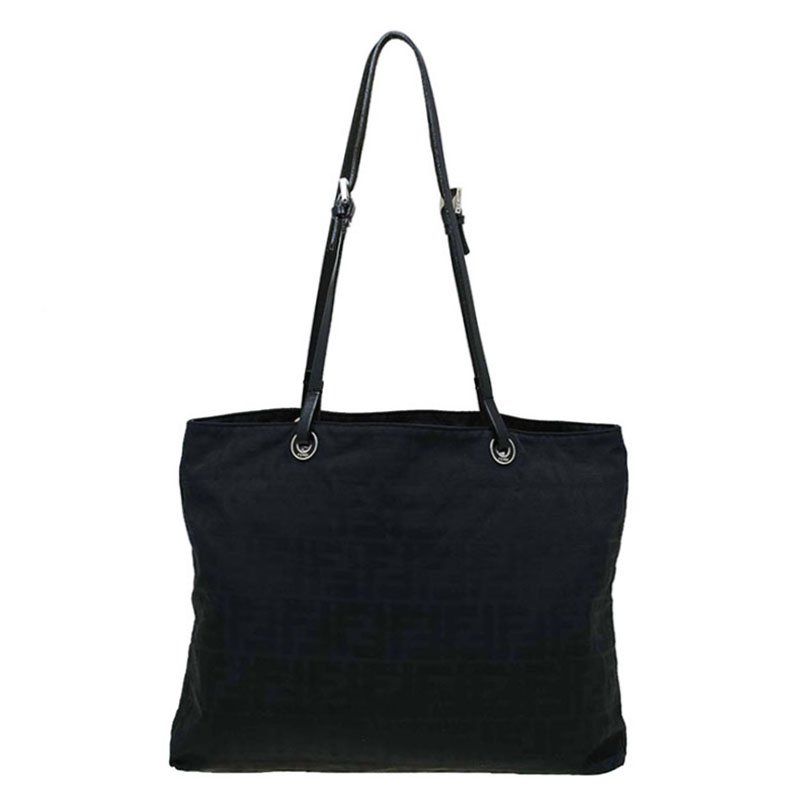 Pre Owned Fendi Black Zucca Canvas Tote