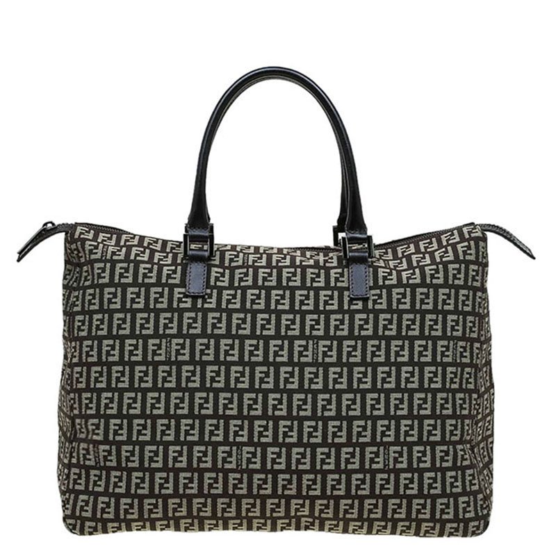 Pre Owned Fendi Brown Zucchino Canvas Shopping Tote