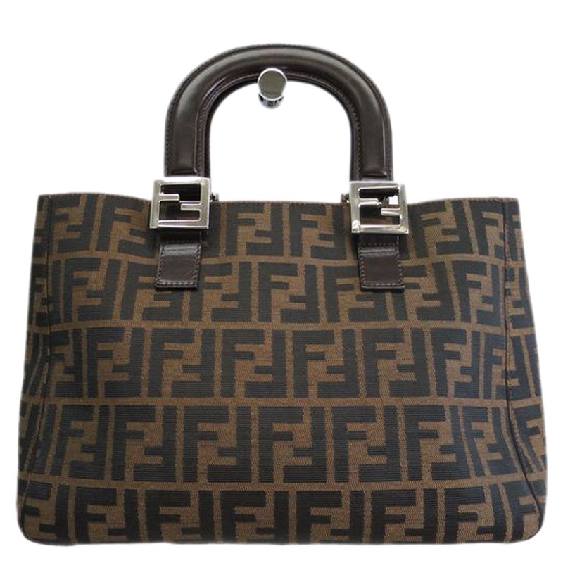 Pre Owned Fendi Tobacco Zucca Canvas Shopper Tote