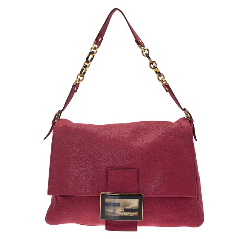 Pre Owned Fendi Red Soft Leather Mama Forever Shoulder Bag