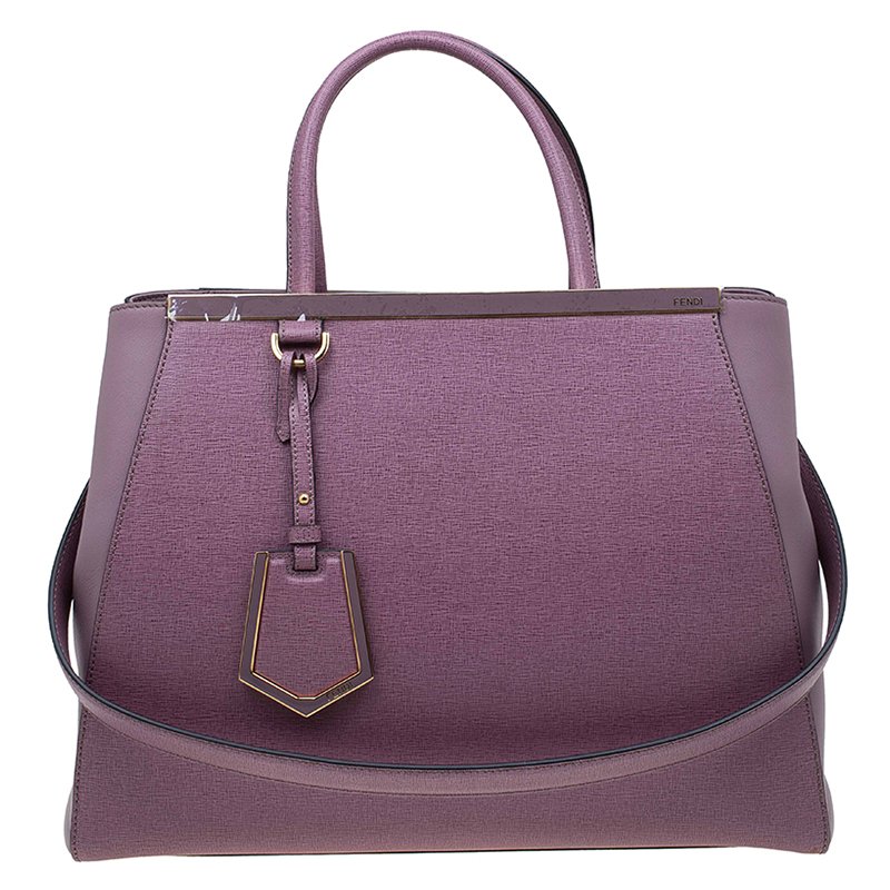 Pre Owned Fendi Lilac Saffiano Leather 2Jours Tote